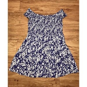 Blue Floral Off-the-Shoulder Dress